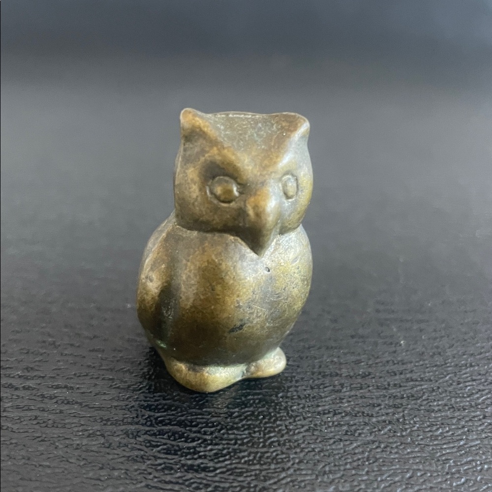 Miniature Owl Solid Brass Hand Carved - Adorable Collectible